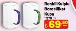 Renkli Kulplu Borosilikat Kupa 270 ml