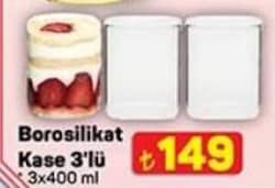 Borosilikat Kase 3'lü 3x400 ml