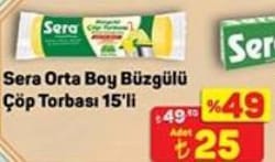 Sera Limon Kokulu Büzgülü Orta Boy Çöp Poşeti 15'li
