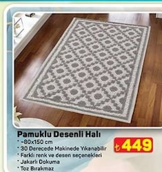 Pamuklu Desenli Halı 80x150 cm