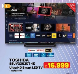 Toshiba 55UV3363DT 4K Ultra HD 55' 140 Ekran Uydu Alıcılı Smart LED TV