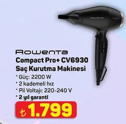Rowenta Compact Pro+ CV6930 2200 W Saç Kurutma Makinesi