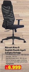 Bürosit Rima 9 Başlıklı Plastik Ayarlı Kolçak Çalışma Koltuğu (Kumaş)