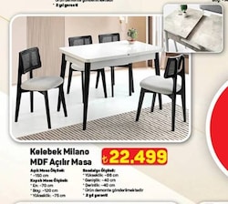 Sweet Home Masa Sandalye Kelebek Milano Mdf Açılır Masa 4 Adet Kuzey Sandalye Takımı Beyaz