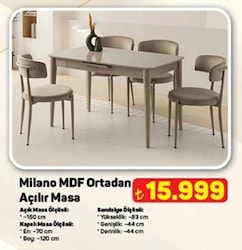 Sweet Home Masa Sandalye Milano Mdf Ortadan Açılır Masa 4 Adet Gözde Sandalye Takımı Cappicino