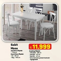 Sweet Home Masa Sandalye Sabit 70x120 cm Masa 4 Adet Çapraz Sandalye Takımı Beyaz