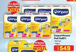 Canped Normal Orta Boy (M) 20'li 3 Adet Mesane Pedi