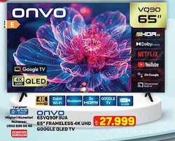 Onvo 65VQ90F3UA 65 inç Frameless 4K UHD Google Qled Tv