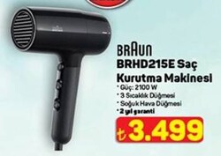 Braun BRHD215E HD 2.15 Difüzörlü Saç Kurutma Makinesi
