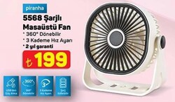 Piranha 5568 Şarjlı Masaüstü Fan