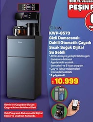 Kiwi KWP-8570 Gizli Damacanalı Dahili Otomatik Çaycılı Sıcak Soğuk Dijital Su Sebili