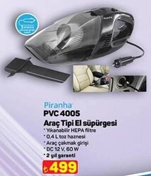 Piranha PVC 4005 Araç Tipi El Süpürgesi