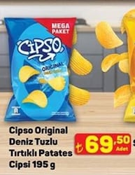 Cipso Original Deniz Tuzlu Tırtıklı Patates Cipsi 195 g