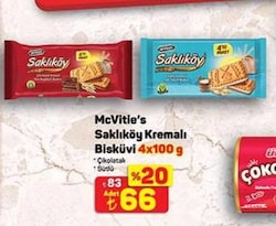 Mcvitie's Saklıköy Kremalı Bisküvi Çikolatalı/Sütlü 4x100 g