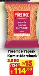 Yöremce Yaprak Kırmızı Mercimek 2,5 kg