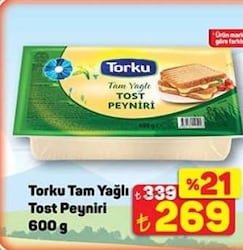 Torku Tam Yağlı Tost Peyniri 600 g