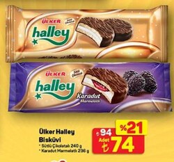 Ülker Halley Bisküvi 240 g/236 g Çeşitleri