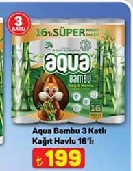 Aqua Bambu 3 Katlı Kağıt Havlu 16'lı
