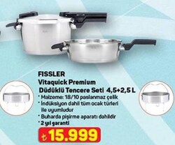 Fissler Vitaquick Premium 602-410-11-070 Düdüklü Tencere Seti 4,5+2,5 l+Buharlı Pişirme Aparatı