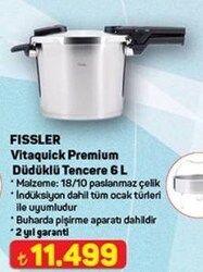 Fissler Vitaquick Premium 602-410-06-070 Düdüklü Tencere 6 L+Buharlı Pişirme Aparatı