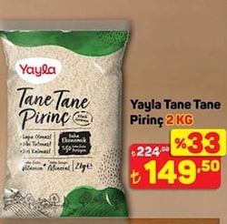 Yayla Tane Tane pirinç 2 kg