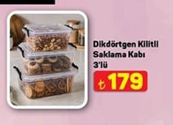 Vip Ahmet Dikdörtgen Saklama Kabı 3'lü
