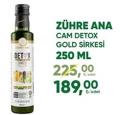Zühre Ana Cam Detox Gold Sirkesi 250 ml