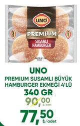 Uno Premium Susamlı Büyük Hamburger Ekmeği 4'lü