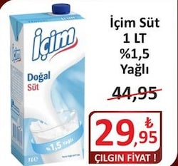 İçim Süt %1,5 Yağlı 1 lt