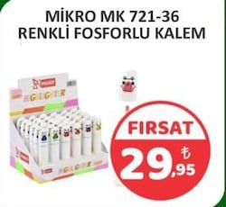 Mikro MK 721-36 Renkli Fosforlu Kalem