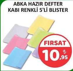 Abka Blister Hazır Defter Kabı Renkli 5'li 