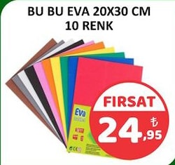 Bubu 20x30 cm 10 Renk Yapışkanlı Eva