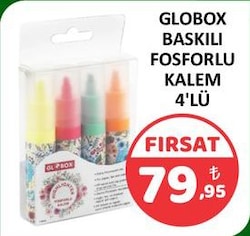 Globox Baskılı 4 Renk Fosforlu Kalem