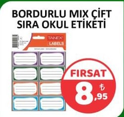 Bordurlu Mix Çift Sıra Okul Etiketi 