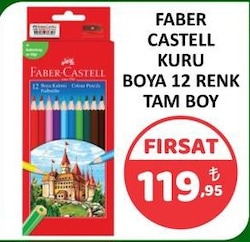 Faber-Castell Karton Kutu Tam Boy 12'li Kuru Boya Seti