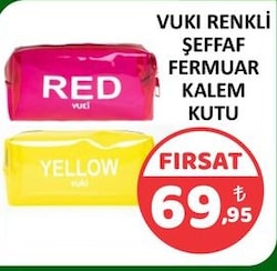 VUKİ Renkli Şeffaf Fermuarlı Kalem Kutu
