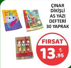 Çınar Dikişli A5 Yazı Defteri 30 Yaprak 