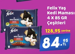 Felix Yaş Kedi Maması Çeşitleri 4x85 gr
