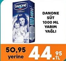 Danone Süt Yarım Yağlı 1000 ml