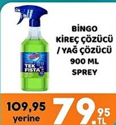 Bingo Kireç Çözücü/Yağ Çözücü Sprey 900 ml