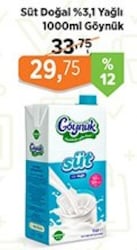 Göynük Süt %3,1 Yağlı Doğal Süt 1000 ml 