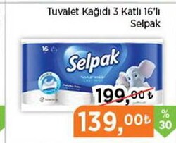 Selpak Tuvalet Kağıdı 3 Katlı 16'lı