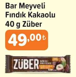 Züber Kakaolu Fındık Meyveli Bar 40 g