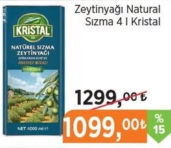 Kristal Zeytinyağı Natural 4 lt