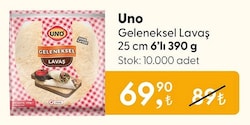 Uno Geleneksel Lavaş 25 cm 6'lı 390 gr