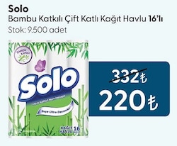 Solo Bambu Katkılı Çift Katlı Havlu 16'lı