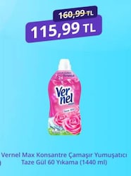 Vernel Max Taze Gül Yumuşatıcı 60 Yıkama 1.44 lt