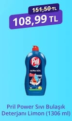 Pril Power Limon Sıvı Bulaşık Deterjanı 1350 gr/1306 ml