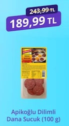 Apikoğlu Dilimli Dana Sucuk 100 gr