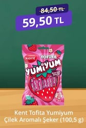 Kent Tofita Yumiyum Çilek Aromalı Bag Şeker 100,5 g